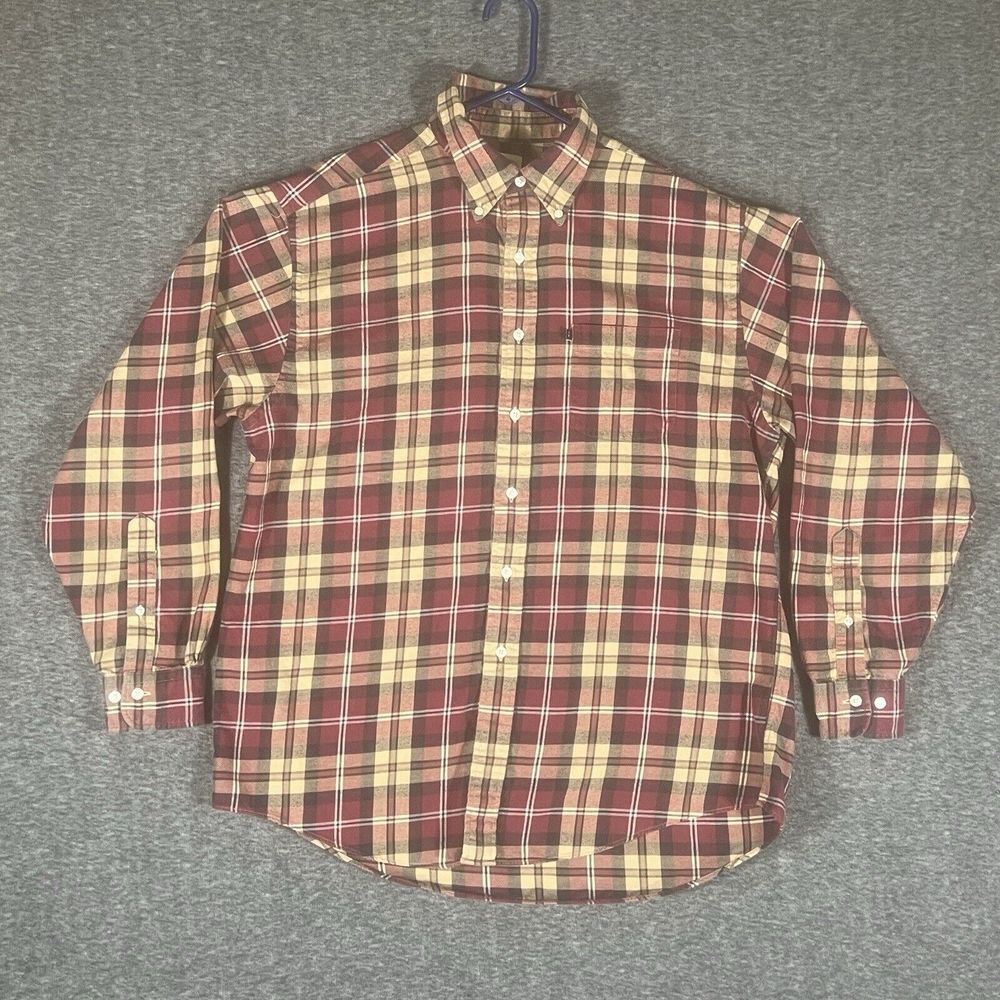 Brooks Brothers 346 All Cotton Button Front Shirt Men's Size L Red Plaid